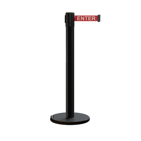 Montour Line Retractable Belt Stanchion, Roller Base, 3ft Black Post 16ft. R.Cau P400RL-BK-CAURW-160